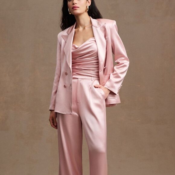 Ronny Kobo x Anthropologie Vivv Satin Blazer - Picture 2 of 8